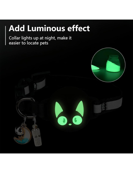 Collar para Gatos Woyinger Reflectante con Soporte AirTag Negro Collar para Gatos Woyinger Reflectante con Soporte AirTag Negro