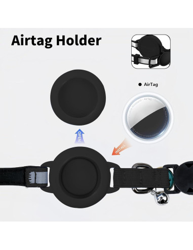 Collar para Gatos Woyinger Reflectante con Soporte AirTag Negro