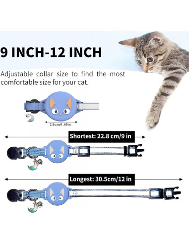 Collar para Gatos Woyinger Reflectante con Soporte AirTag Negro