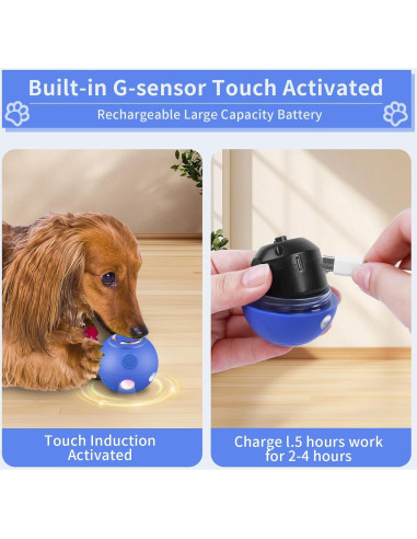Bola Interactiva para Mascotas Jujingcw Recargable LED 6,86 cm
