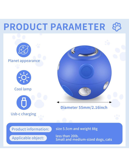 Bola Interactiva para Mascotas Jujingcw Recargable LED 6,86 cm