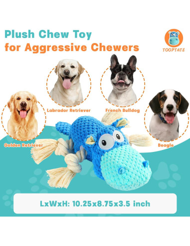 Juguete para Perros Mediano Tooptate Hipopótamo Azul