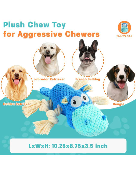 Juguete para Perros Mediano Tooptate Hipopótamo Azul