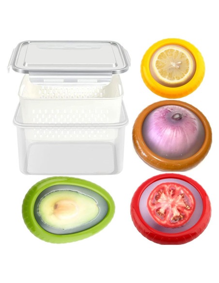 Paquete de 5 Contenedores de Almacenamiento LCYHOMIEE para Frutas y Verduras Paquete de 5 Contenedores de Almacenamiento LCYHOMIEE para Frutas y Verduras