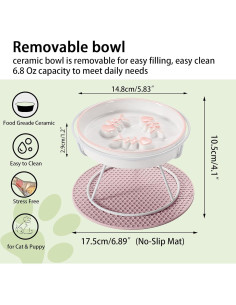 Tazón Elevado Lento para Gato y Perro EGMB 15 cm Cerámica 2