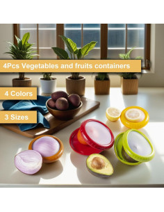Paquete de 5 Contenedores de Almacenamiento LCYHOMIEE para Frutas y Verduras 2