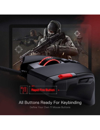Ratón Gaming Redragon M612 Predator RGB 8000 DPI 11 Botones