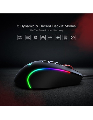 Ratón Gaming Redragon M612 Predator RGB 8000 DPI 11 Botones
