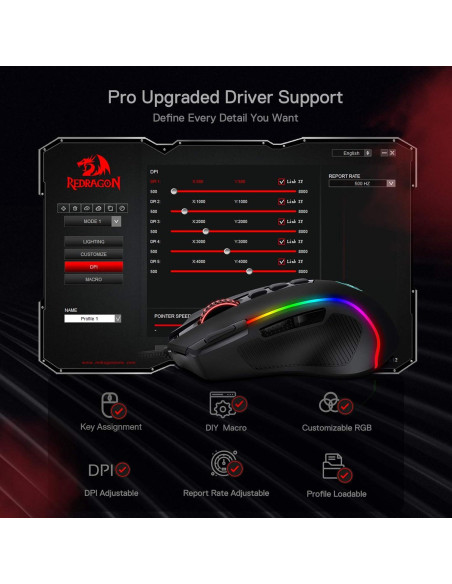 Ratón Gaming Redragon M612 Predator RGB 8000 DPI 11 Botones Ratón Gaming Redragon M612 Predator RGB 8000 DPI 11 Botones