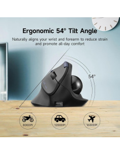 Ratón Trackball Inalámbrico SANWA Ergonómico Negro 2