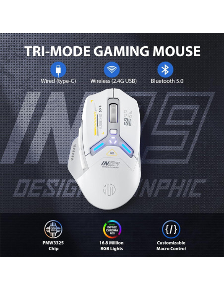 Ratón Gaming Inalámbrico INPHIC IN9 RGB 10000 DPI Ratón Gaming Inalámbrico INPHIC IN9 RGB 10000 DPI