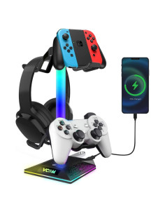 Soporte para Auriculares Gaming RGB Vcom con 2 Puertos USB