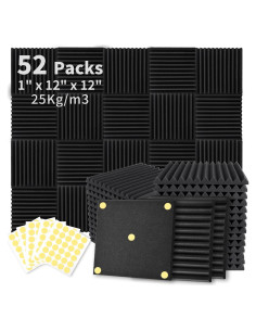 Paquete de 52 Paneles de Espuma Acústica 30x30 cm Aislantes