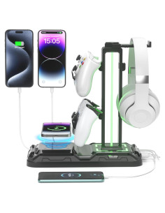 Soporte para Auriculares KDD con Carga Inalámbrica y Luz