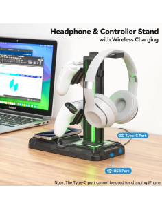 Soporte para Auriculares KDD con Carga Inalámbrica y Luz 2