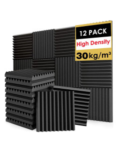 Paneles de Espuma Acústica FONESO 12 Pack 30kg/m Negro