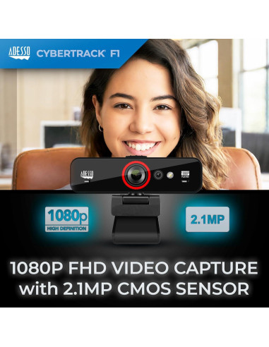 Webcam Adesso CyberTrack F1 HD 1080P USB con Micrófono