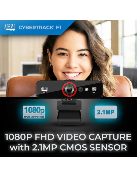 Webcam Adesso CyberTrack F1 HD 1080P USB con Micrófono