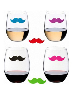 Marcadores de Copas de Vino de Silicona - 6 Piezas con Forma de Barba 2