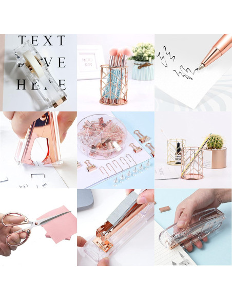 Set de Accesorios de Escritorio Famassi Oro Rosa - 8 Piezas