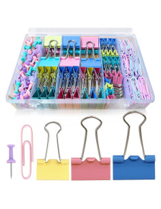 Juego de Clips de Papel y Chinchetas LyBlissor 240 PCS