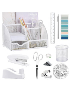 Juego de 12 Accesorios de Oficina Scindaly Blancos