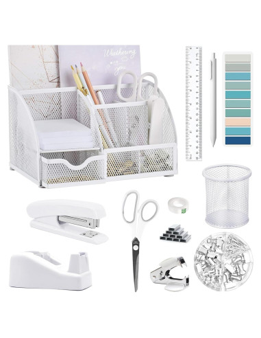 Juego de 12 Accesorios de Oficina Scindaly Blancos