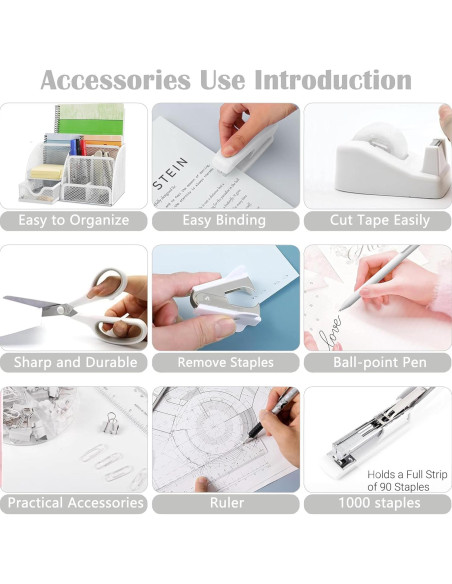 Juego de 12 Accesorios de Oficina Scindaly Blancos