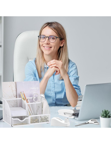 Juego de 12 Accesorios de Oficina Scindaly Blancos