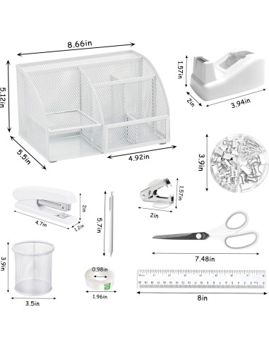 Juego de 12 Accesorios de Oficina Scindaly Blancos
