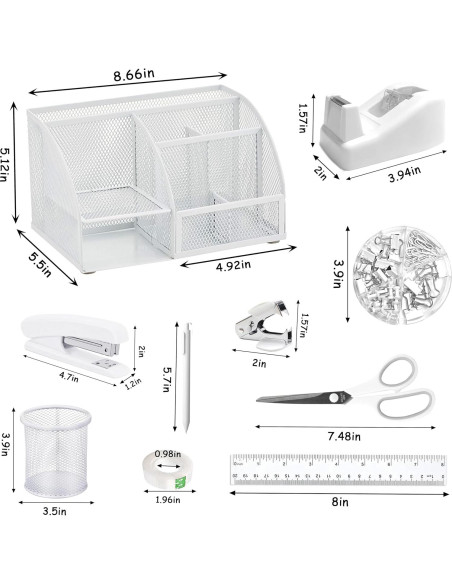 Juego de 12 Accesorios de Oficina Scindaly Blancos