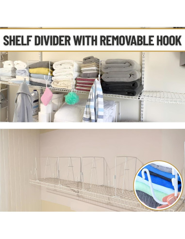 Divisores de estantería de alambre Evelots - 10 piezas con ganchos
