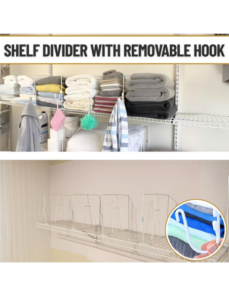 Divisores de estantería de alambre Evelots - 10 piezas con ganchos