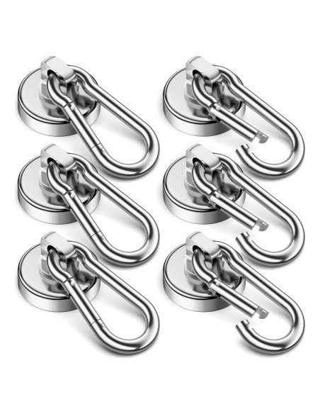 Ganchos Magnéticos VNDUEEY 70Lbs, Paquete de 6 Neodimio