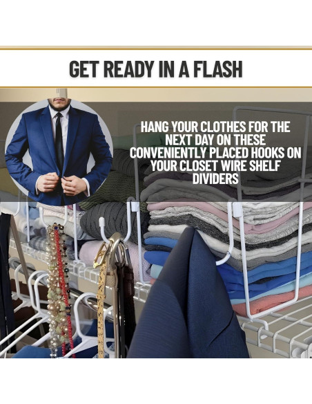 Divisores de estantería de alambre Evelots - 10 piezas con ganchos