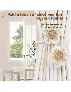 Sujetadores de Cortina SRG Cuerda Crema 2 Piezas DIY 2