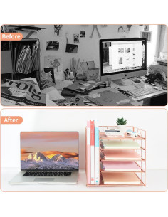 Organizador de Escritorio LEKETREE 5 Niveles Oro Rosa 2