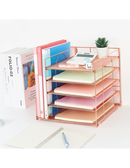 Organizador de Escritorio LEKETREE 5 Niveles Oro Rosa