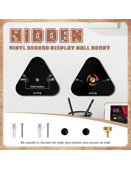 Soporte de Pared para Discos de Vinilo Likesing Negro 3 Pzas