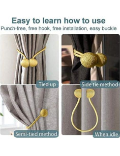 Clip de Sujeción para Cortinas IHClink 2 Piezas Dorado 2