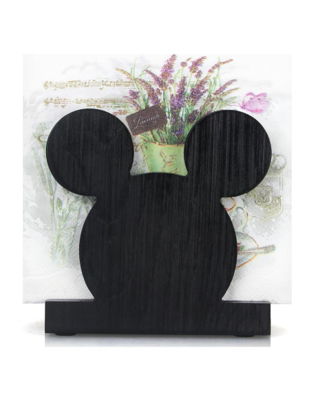 Soporte de Servilletas de Madera Renawe Mickey Negro 12,7 cm