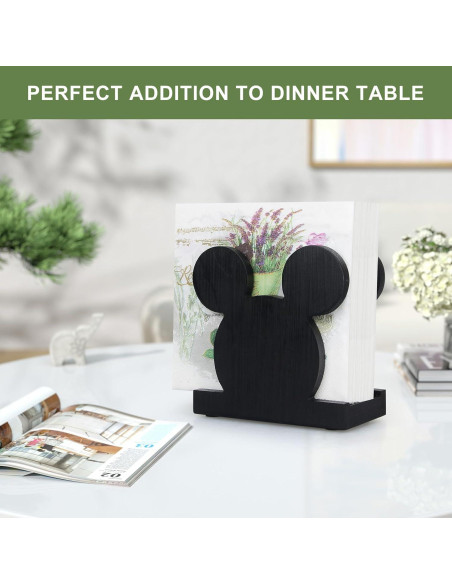 Soporte de Servilletas de Madera Renawe Mickey Negro 12,7 cm