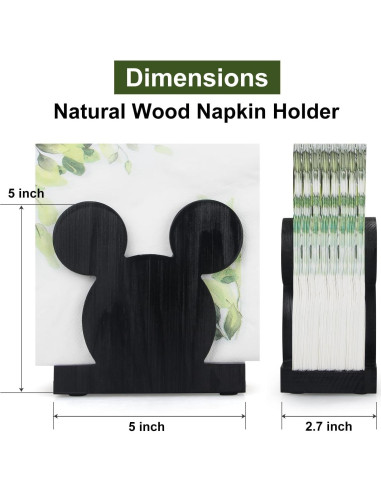 Soporte de Servilletas de Madera Renawe Mickey Negro 12,7 cm