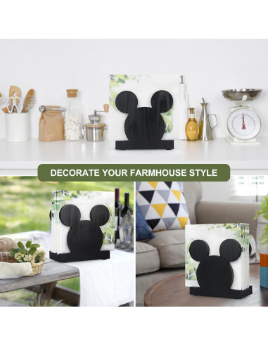Soporte de Servilletas de Madera Renawe Mickey Negro 12,7 cm