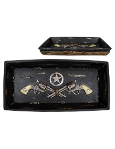 Bandeja Decorativa Oeste Ebros Gift Doble Revólver 24,77 cm