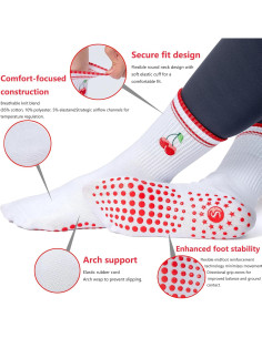 Calcetines Antideslizantes para Yoga y Ballet - 2 Pares Rojo 2