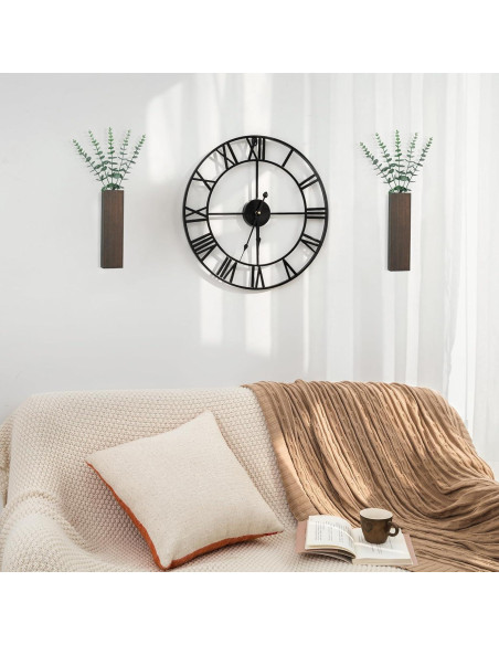 Macetero de Madera Dahey 2 Piezas con Eucalipto Artificial