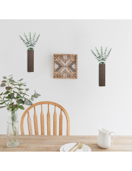 Macetero de Madera Dahey 2 Piezas con Eucalipto Artificial