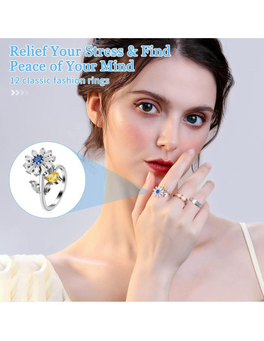 Cruzix 12 Anillos Antiestrés Acero Inoxidable Ajustables