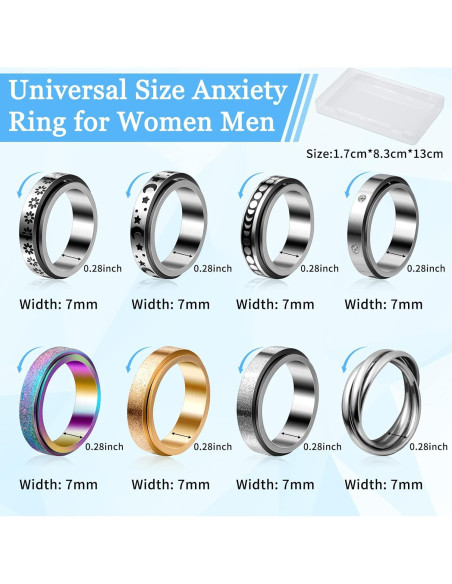 Cruzix 12 Anillos Antiestrés Acero Inoxidable Ajustables